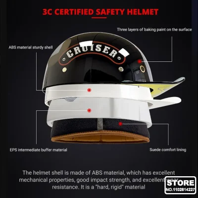 Motorcycle Helmet Retro DOT Certification Motorbike Helmet Riding Racing Half Helmet Men Women Baseball Cap ABS Material